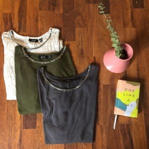 THREE ultra soft long sleeve blouses with beading